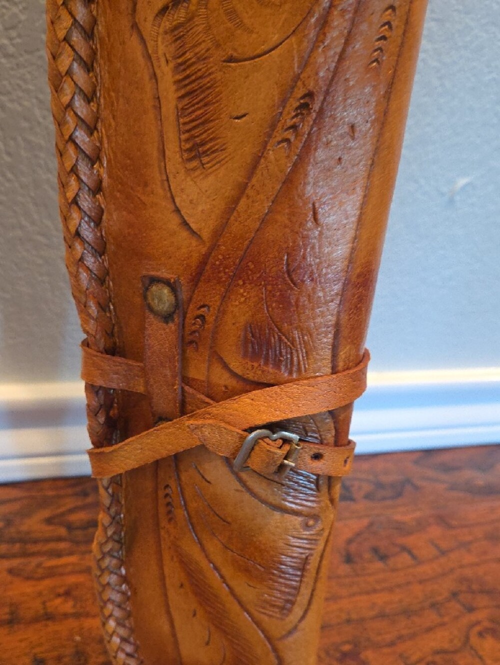 Tooled Leather Rifle/Shotgun Scabbard - Tan - Picture 3 of 6
